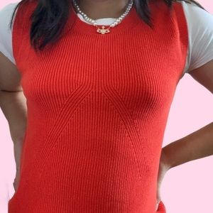 Tommy Hilfiger red/orange high collar sweater vest
